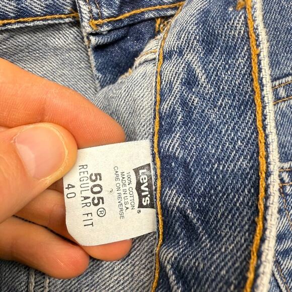 Vintage Levis Jorts Mens 40 Blue Denim Jean Regular Faded Baggy USA Made 505 y2k - Picture 9 of 9